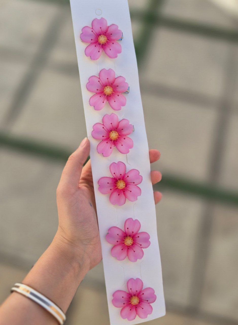 گیره مو استیکری طرح  گل