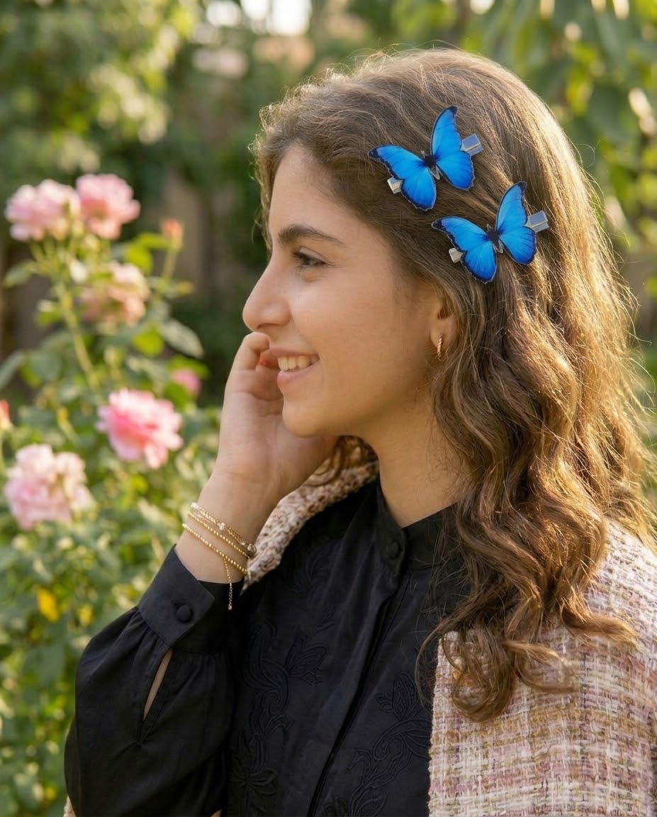 گیره مو استیکری طرح  پروانه